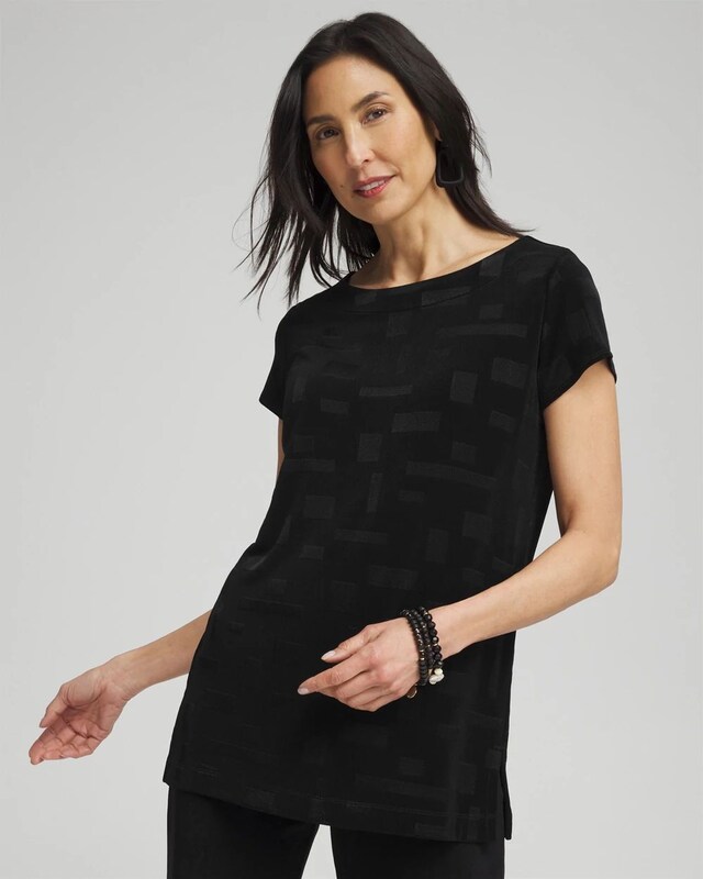 Travelers Jacquard Cap Sleeve Tunic